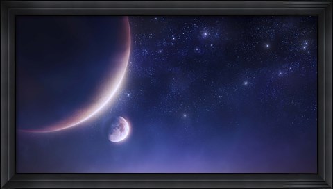 Framed Two planets against a starry sky Print