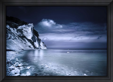 Framed Chalk mountains and seaside, Mons Klint cliffs, Denmark Print
