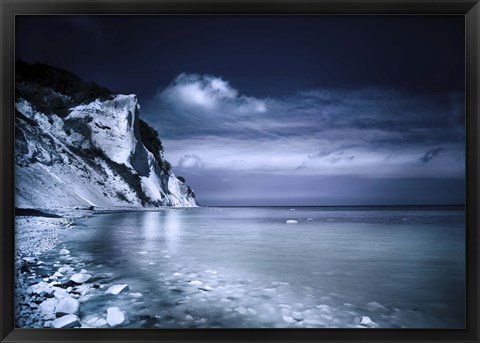 Framed Chalk mountains and seaside, Mons Klint cliffs, Denmark Print