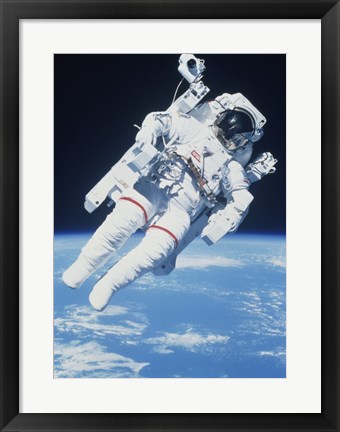 Framed AstronautTaking a Spacewalk Print
