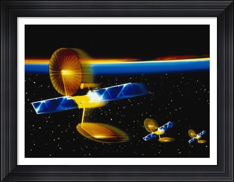 Framed Satellites Orbiting in Space Print