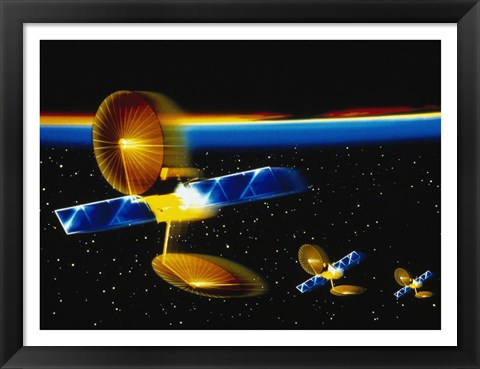 Framed Satellites Orbiting in Space Print