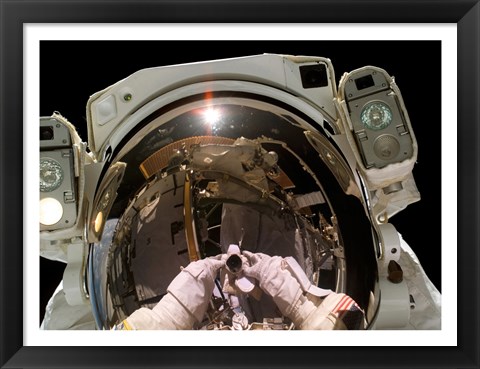 Framed Astronaut Taking a Self-Portrait in space Print