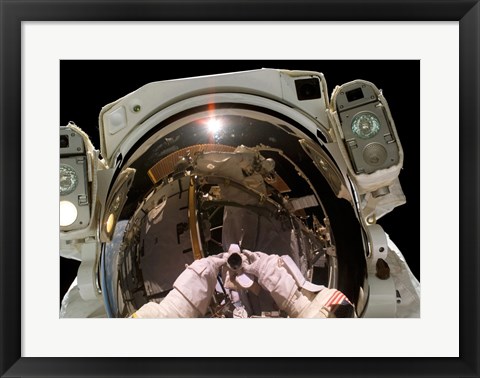 Framed Astronaut Taking a Self-Portrait in space Print