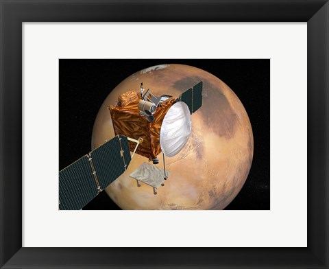 Framed NASA&#39;s Mars Telecommunications Orbiter in Flight Around Mars Print