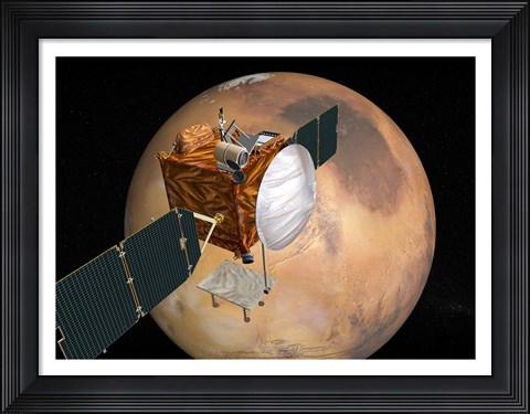 Framed NASA&#39;s Mars Telecommunications Orbiter in Flight Around Mars Print