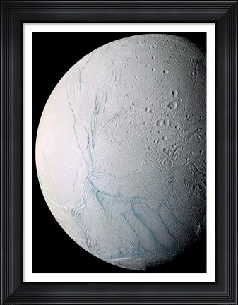 Framed South Pole of Saturn&#39;s Moon Enceladus Print