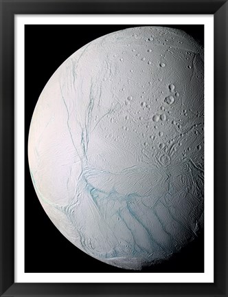 Framed South Pole of Saturn&#39;s Moon Enceladus Print