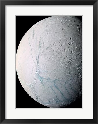 Framed South Pole of Saturn&#39;s Moon Enceladus Print