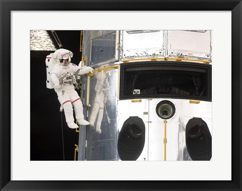 Framed Astronaut performs work on the Hubble Space Telescope Print