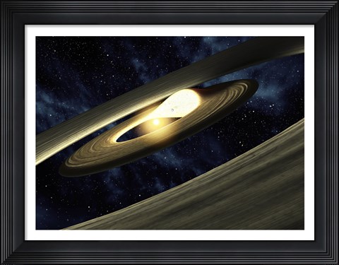 Framed This artist&#39;s conception shows a lump of material in a swirling, planet-forming disk Print