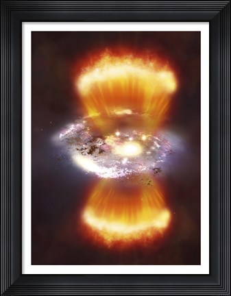 Framed Artist concept of a galaxy inside of a glowing hydrogen blob Print