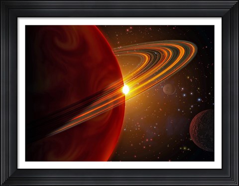 Framed Extrasolar planet orbiting the sun-like star in space Print