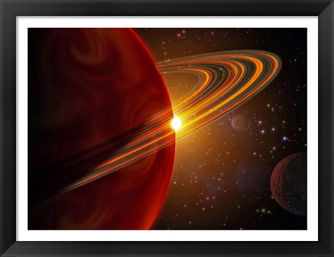 Framed Extrasolar planet orbiting the sun-like star in space Print