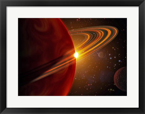 Framed Extrasolar planet orbiting the sun-like star in space Print