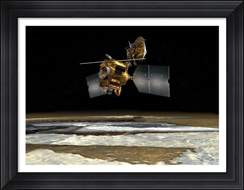 Framed Satellite over the poles of planet Mars Print