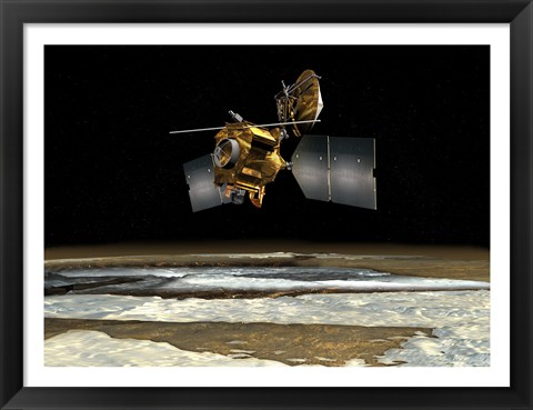 Framed Satellite over the poles of planet Mars Print