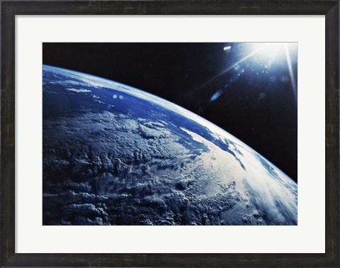 Framed Satellite View of a Planet Earth Print
