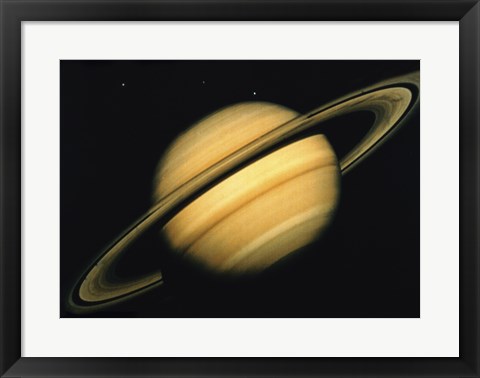 Framed Saturn&#39;s Icy Moons Print