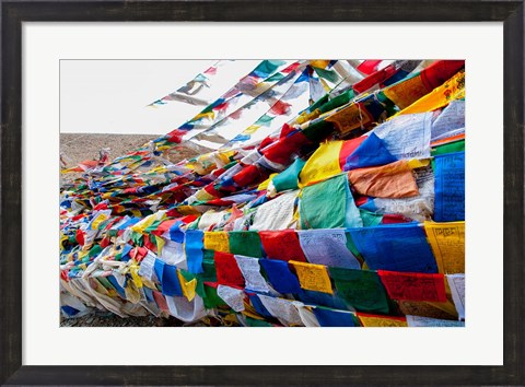 Framed India, Jammu and Kashmir, Ladakh, Namshangla Pass prayer flags Print