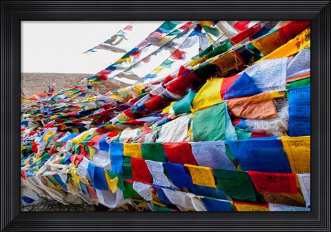 Framed India, Jammu and Kashmir, Ladakh, Namshangla Pass prayer flags Print