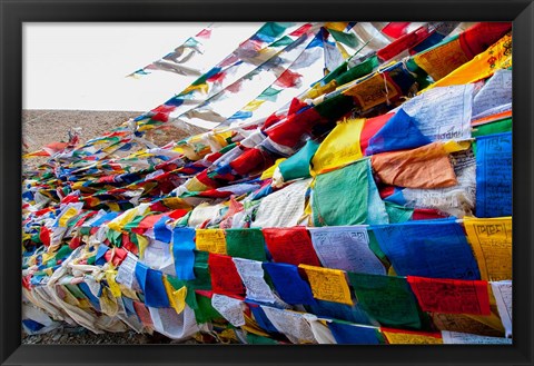 Framed India, Jammu and Kashmir, Ladakh, Namshangla Pass prayer flags Print