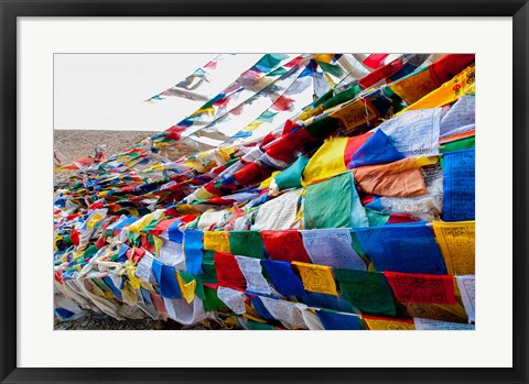 Framed India, Jammu and Kashmir, Ladakh, Namshangla Pass prayer flags Print