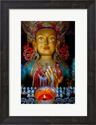 Framed Maitreya Buddha at Thiksey Monastery, Leh, Ledakh, India Print