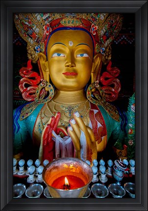 Framed Maitreya Buddha at Thiksey Monastery, Leh, Ledakh, India Print