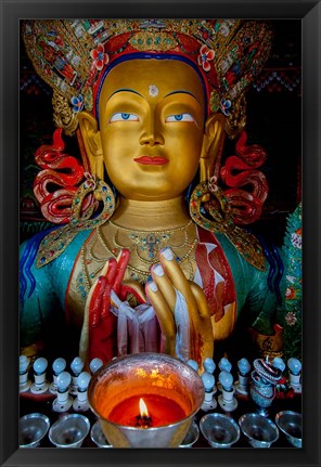 Framed Maitreya Buddha at Thiksey Monastery, Leh, Ledakh, India Print