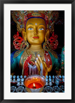 Framed Maitreya Buddha at Thiksey Monastery, Leh, Ledakh, India Print