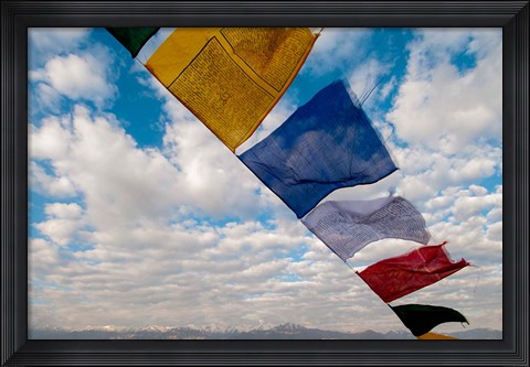 Framed Prayer flags, Leh, Ladakh, India Print