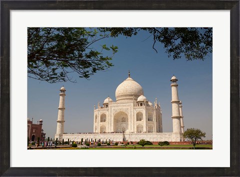 Framed Asia, India, Taj Mahal with trees above as framing element Print