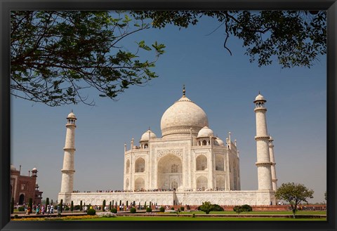 Framed Asia, India, Taj Mahal with trees above as framing element Print