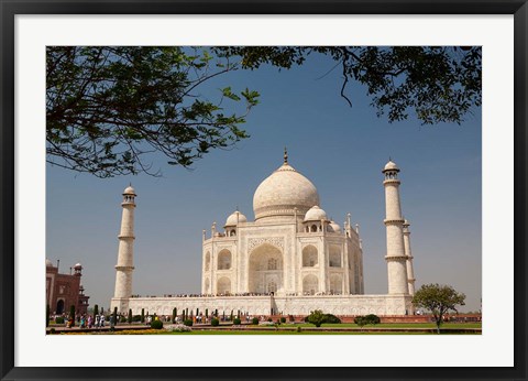 Framed Asia, India, Taj Mahal with trees above as framing element Print