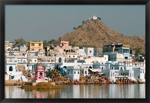 Framed Pushkar shore, Pushkar, India Print