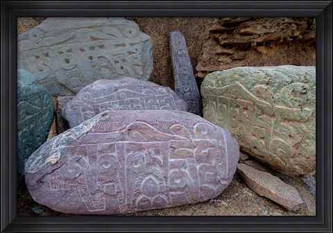 Framed Prayer stones, Ladakh, India Print