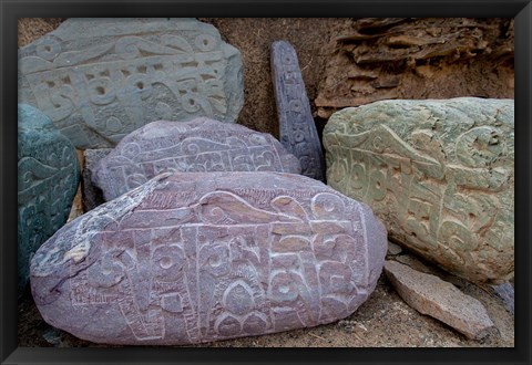 Framed Prayer stones, Ladakh, India Print