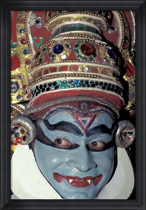 Framed Kathakali Dancer Portrays Scenes from Hindu Epics, India Print