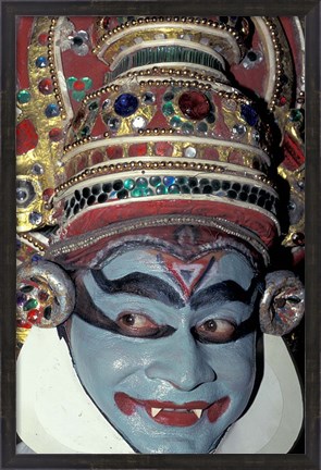 Framed Kathakali Dancer Portrays Scenes from Hindu Epics, India Print