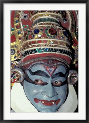 Framed Kathakali Dancer Portrays Scenes from Hindu Epics, India Print