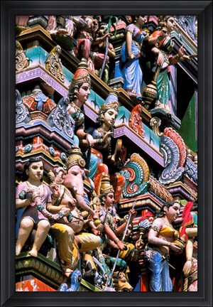 Framed Hindu Figurines on Temple, Bangalore, India Print
