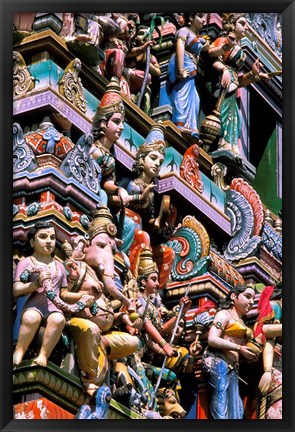 Framed Hindu Figurines on Temple, Bangalore, India Print