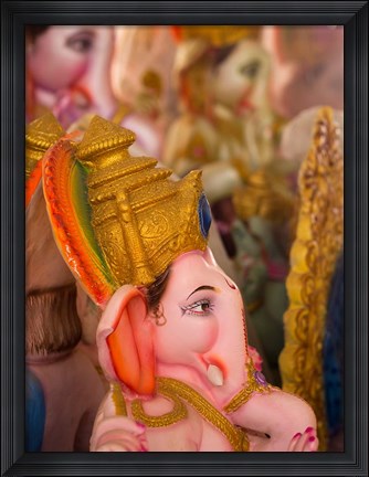 Framed Ganesha statue for the Ganesha Chaturthi festival, Bangalore, India Print