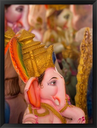 Framed Ganesha statue for the Ganesha Chaturthi festival, Bangalore, India Print