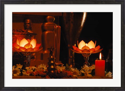 Framed Hindu Prayer Altar, India Print