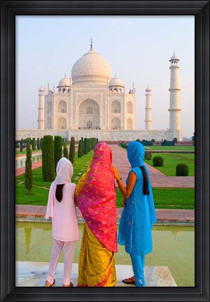 Framed Hindu Women with Veils in the Taj Mahal, Agra, India Print