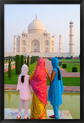 Framed Hindu Women with Veils in the Taj Mahal, Agra, India Print