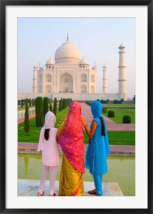 Framed Hindu Women with Veils in the Taj Mahal, Agra, India Print