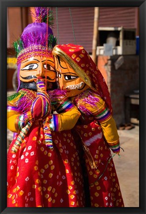 Framed Puppets For Sale in Downtown Center of the Pink City, Jaipur, Rajasthan, India Print